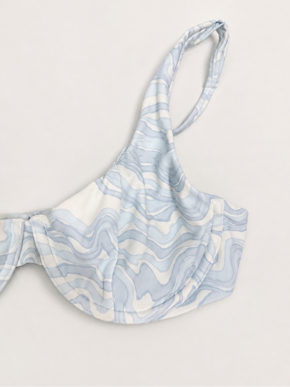 Abercrombie & Fitch Light Blue and White Marble Bikini Top and Bottoms - Picture 2 of 6